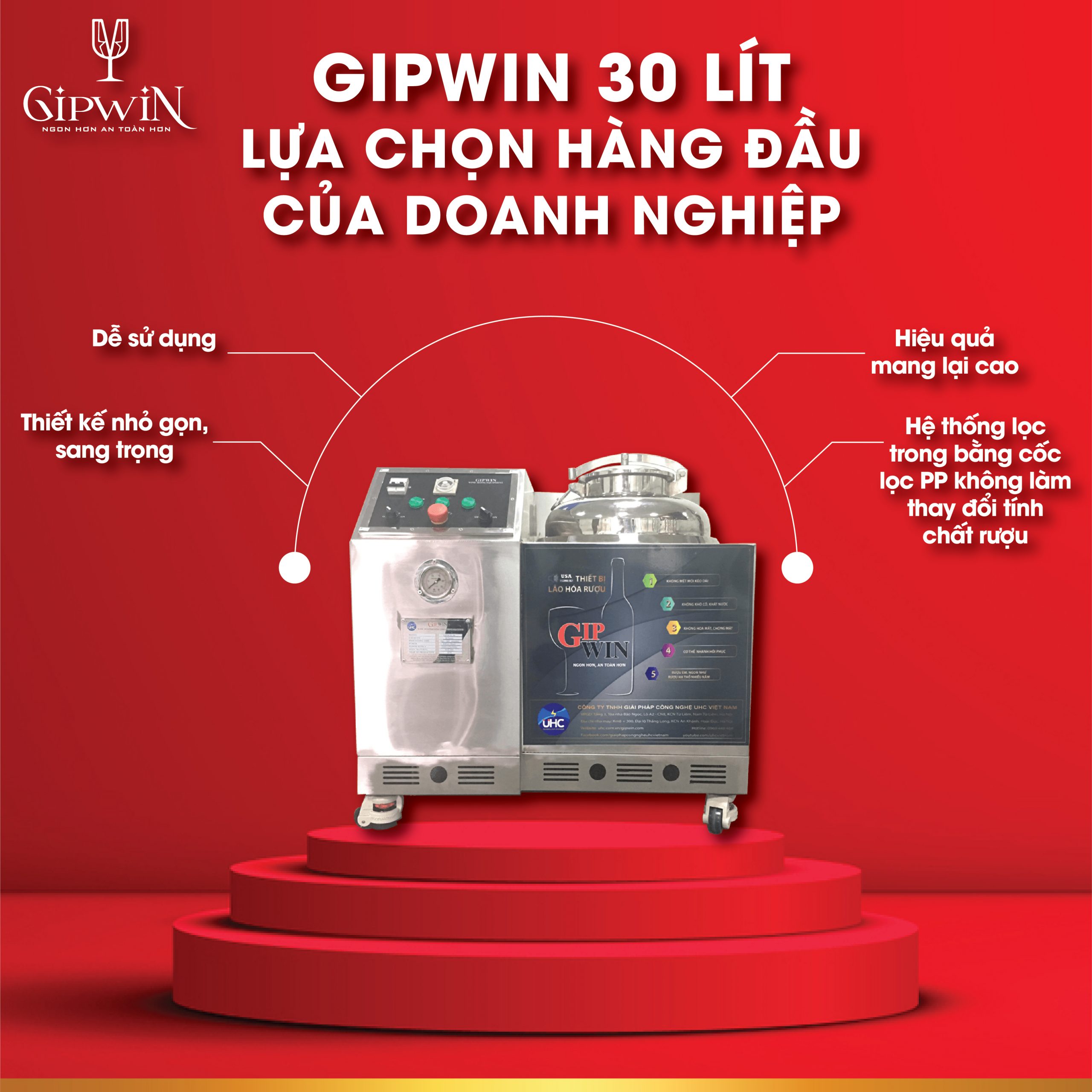Thiết bị lão hóa rượu Gipwin được nhiều cơ sở, doanh nghiệp sử dụng.