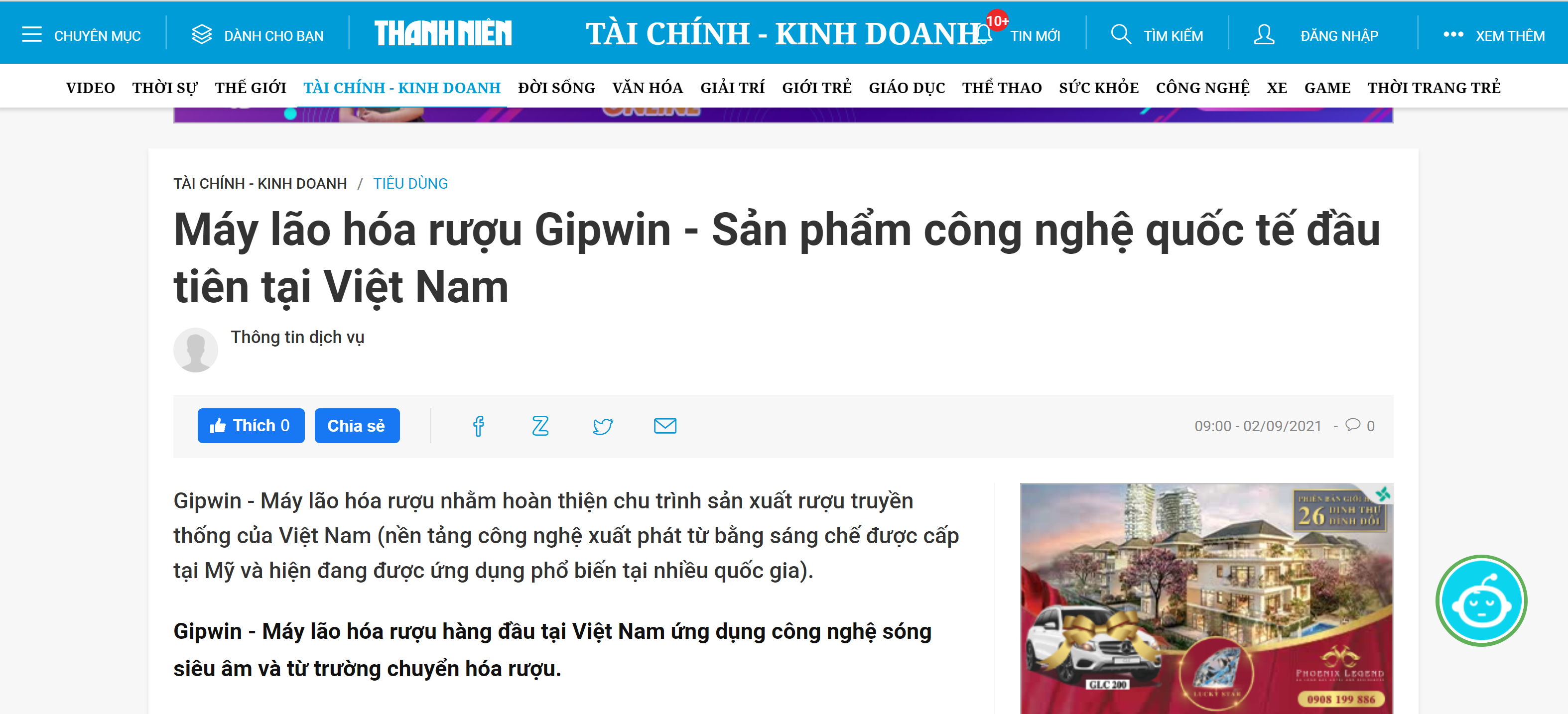 Báo Thanh Niên phân tích sản phẩm Máy lão hóa rượu Gipwin