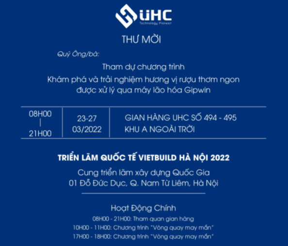 Thư mời tham dự Hội chợ Triển lãm Vietbuild Hà Nội 2022