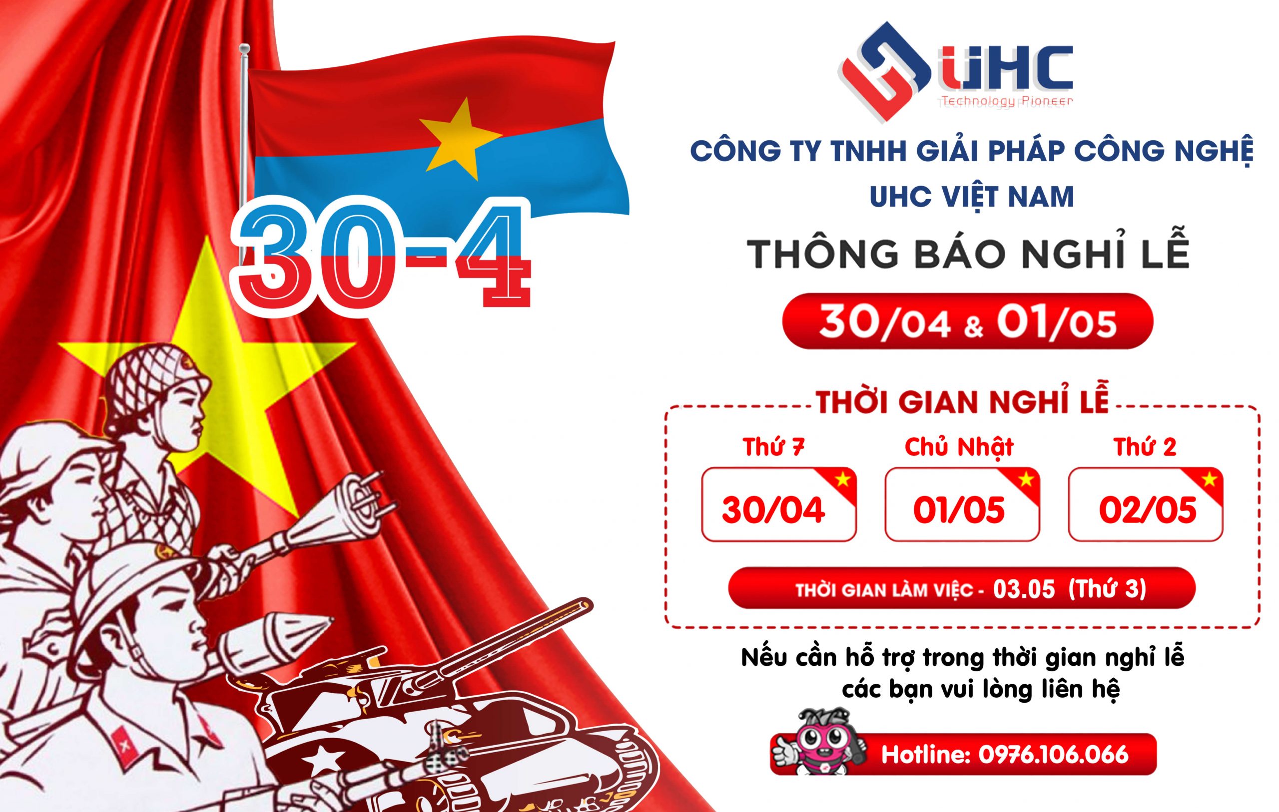 UHC Việt Nam thông báo nghỉ lễ 30/4 - 1/5/2022